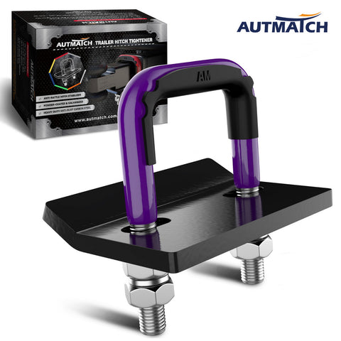 AUTMATCH Hitch Tightener Anti-Rattle Clamp Heavy Duty Steel Stabilizer for 1.25 and 2 inch Trailer Hitches Purple & Black