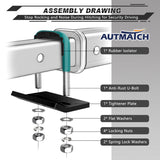 AUTMATCH Hitch Tightener Anti-Rattle Clamp Heavy Duty Steel Stabilizer for 1.25 and 2 inch Trailer Hitches Teal & Black