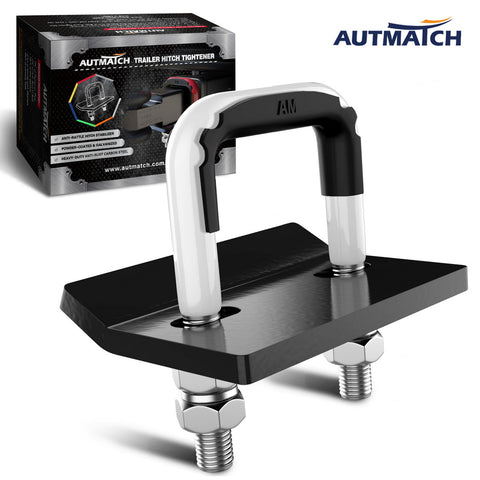 AUTMATCH Hitch Tightener Anti-Rattle Clamp Heavy Duty Steel Stabilizer for 1.25 and 2 inch Trailer Hitches White & Black