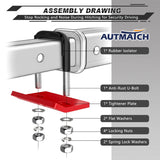 AUTMATCH Hitch Tightener Anti-Rattle Clamp Heavy Duty Steel Stabilizer for 1.25 and 2 inch Trailer Hitches Black & Red