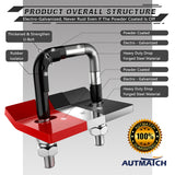 AUTMATCH Hitch Tightener Anti-Rattle Clamp Heavy Duty Steel Stabilizer for 1.25 and 2 inch Trailer Hitches Black & Red