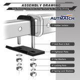 AUTMATCH Hitch Tightener Anti-Rattle Clamp Heavy Duty Steel Stabilizer for 1.25 and 2 inch Trailer Hitches Matte Black