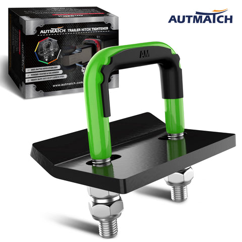AUTMATCH Hitch Tightener Anti-Rattle Clamp Heavy Duty Steel Stabilizer for 1.25 and 2 inch Trailer Hitches Black & Green