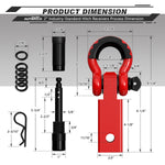 AUTMATCH Shackle Hitch Receiver 2 Inch with 3/4" D Ring Shackle and 5/8" Trailer Hitch Lock Pin 45,000 Lbs Break Strength Red