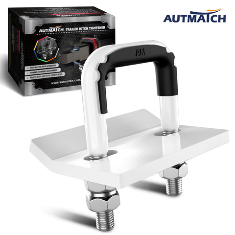 AUTMATCH Hitch Tightener Anti-Rattle Clamp Heavy Duty Steel Stabilizer for 1.25 and 2 inch Trailer Hitches White