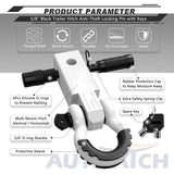AUTMATCH Shackle Hitch Receiver 2 Inch with 3/4" D Ring Shackle and 5/8" Trailer Hitch Lock Pin 45,000 Lbs Break Strength White