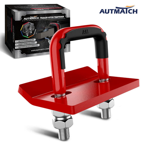 AUTMATCH Hitch Tightener Anti-Rattle Clamp Heavy Duty Steel Stabilizer for 1.25 and 2 inch Trailer Hitches Red