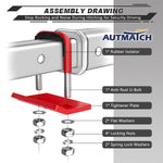 AUTMATCH Hitch Tightener Anti-Rattle Clamp Heavy Duty Steel Stabilizer for 1.25 and 2 inch Trailer Hitches Red