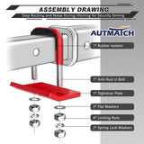 AUTMATCH Hitch Tightener Anti-Rattle Clamp Heavy Duty Steel Stabilizer for 1.25 and 2 inch Trailer Hitches Red
