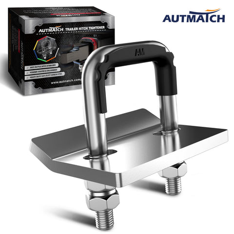 AUTMATCH Hitch Tightener Anti-Rattle Clamp Heavy Duty Steel Stabilizer for 1.25 and 2 inch Trailer Hitches Silver