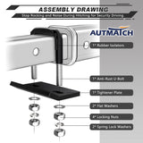 AUTMATCH Hitch Tightener Anti-Rattle Clamp Heavy Duty Steel Stabilizer for 1.25 and 2 inch Trailer Hitches Frosted Black