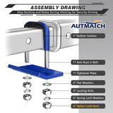 AUTMATCH Hitch Tightener Anti-Rattle Clamp, Heavy Duty Hitch Stabilizer for 1.25 and 2 inch Trailer Hitches, Rubber Isolator and Anti-Rust Double Coating Protective, Blue