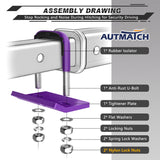 AUTMATCH Hitch Tightener Anti-Rattle Clamp, Heavy Duty Hitch Stabilizer for 1.25 and 2 inch Trailer Hitches, Rubber Isolator and Anti-Rust Double Coating Protective, Purple