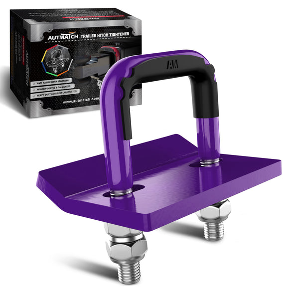 AUTMATCH Hitch Tightener Anti-Rattle Clamp, Heavy Duty Hitch Stabilizer for 1.25 and 2 inch Trailer Hitches, Rubber Isolator and Anti-Rust Double Coating Protective, Purple