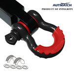 AUTMATCH 3/4" D-Ring Shackle Isolators Washers Kits Rubber Gear Design Rattling Protection Red Shackle Cover 2Pcs