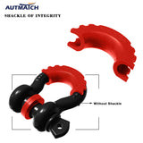 AUTMATCH 3/4" D-Ring Shackle Isolators Washers Kits Rubber Gear Design Rattling Protection Red Shackle Cover 2Pcs