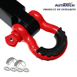 AUTMATCH 3/4" D-Ring Shackle Isolators Washers Kits Rubber Gear Design Rattling Protection Black Shackle Cover 2Pcs