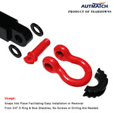 AUTMATCH 3/4" D-Ring Shackle Isolators Washers Kits Rubber Gear Design Rattling Protection Black Shackle Cover 2Pcs