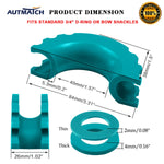 AUTMATCH 3/4" D-Ring Shackle Isolators Washers Kits Rubber Gear Design Rattling Protection Teal Shackle Cover 2Pcs