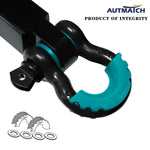 AUTMATCH 3/4" D-Ring Shackle Isolators Washers Kits Rubber Gear Design Rattling Protection Teal Shackle Cover 2Pcs