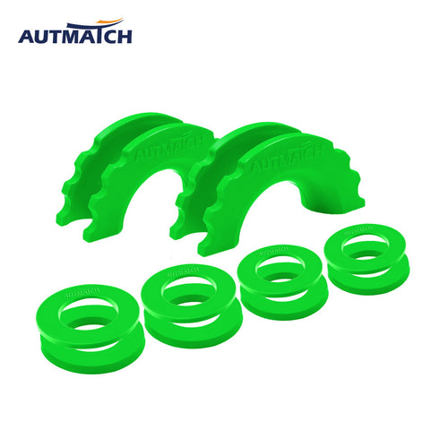 AUTMATCH 3/4" D-Ring Shackle Isolators Washers Kits Rubber Gear Design Rattling Protection Green Shackle Cover 2Pcs