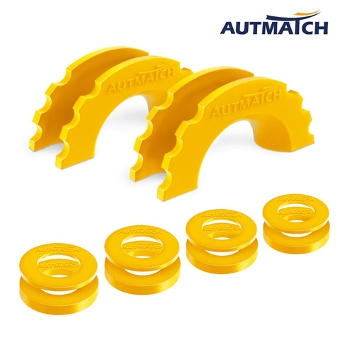 AUTMATCH 3/4" D-Ring Shackle Isolators Washers Kits Rubber Gear Design Rattling Protection Yellow Shackle Cover 2Pcs