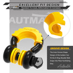 AUTMATCH 3/4" D-Ring Shackle Isolators Washers Kits Rubber Gear Design Rattling Protection Yellow Shackle Cover 2Pcs