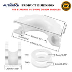 AUTMATCH 3/4" D-Ring Shackle Isolators Washers Kits Rubber Gear Design Rattling Protection White Shackle Cover 2Pcs