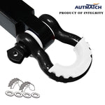 AUTMATCH 3/4" D-Ring Shackle Isolators Washers Kits Rubber Gear Design Rattling Protection White Shackle Cover 2Pcs