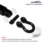 AUTMATCH 3/4" D-Ring Shackle Isolators Washers Kits Rubber Gear Design Rattling Protection White Shackle Cover 2Pcs