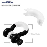 AUTMATCH 3/4" D-Ring Shackle Isolators Washers Kits Rubber Gear Design Rattling Protection White Shackle Cover 2Pcs