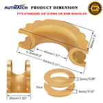 AUTMATCH 3/4" D-Ring Shackle Isolators Washers Kits Rubber Gear Design Rattling Protection Gold Shackle Cover 2Pcs