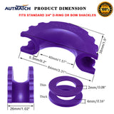 AUTMATCH 3/4" D-Ring Shackle Isolators Washers Kits Rubber Gear Design Rattling Protection Purple Shackle Cover 2Pcs