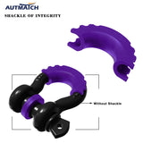 AUTMATCH 3/4" D-Ring Shackle Isolators Washers Kits Rubber Gear Design Rattling Protection Purple Shackle Cover 2Pcs