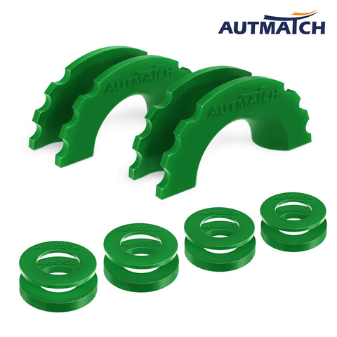 AUTMATCH 3/4" D-Ring Shackle Isolators Washers Kits Rubber Gear Design Rattling Protection Dark Green Shackle Cover 2Pcs