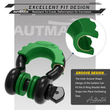 AUTMATCH 3/4" D-Ring Shackle Isolators Washers Kits Rubber Gear Design Rattling Protection Dark Green Shackle Cover 2Pcs