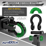 AUTMATCH 3/4" D-Ring Shackle Isolators Washers Kits Rubber Gear Design Rattling Protection Dark Green Shackle Cover 2Pcs