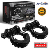AUTMATCH 3/4" D Ring Shackle (2 Pack) 41,887Ib Break Strength with 7/8" Screw Pin and Isolator & Washer Kit Black