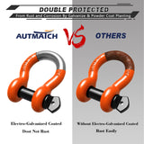 AUTMATCH 3/4" D Ring Shackle (2 Pack) 41,887Ib Break Strength with 7/8" Screw Pin and Isolator & Washer Kit Orange & Black