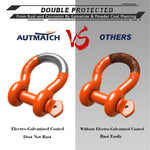 AUTMATCH 3/4" D Ring Shackle (2 Pack) 41,887Ib Break Strength with 7/8" Screw Pin and Isolator & Washer Kit Orange