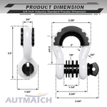 AUTMATCH 3/4" D Ring Shackle (2 Pack) 41,887Ib Break Strength with 7/8" Screw Pin and Isolator & Washer Kit White & Black