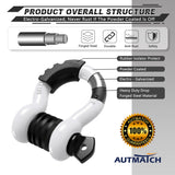 AUTMATCH 3/4" D Ring Shackle (2 Pack) 41,887Ib Break Strength with 7/8" Screw Pin and Isolator & Washer Kit White & Black