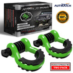 AUTMATCH 3/4" D Ring Shackle (2 Pack) 41,887Ib Break Strength with 7/8" Screw Pin and Isolator & Washer Kit Green & Black