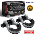 AUTMATCH 3/4" D Ring Shackle (2 Pack) 41,887Ib Break Strength with 7/8" Screw Pin and Isolator & Washer Kit Gray & Black