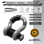 AUTMATCH 3/4" D Ring Shackle (2 Pack) 41,887Ib Break Strength with 7/8" Screw Pin and Isolator & Washer Kit Gray & Black