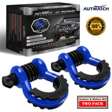 AUTMATCH 3/4" D Ring Shackle (2 Pack) 41,887Ib Break Strength with 7/8" Screw Pin and Isolator & Washer Kit Blue & Black