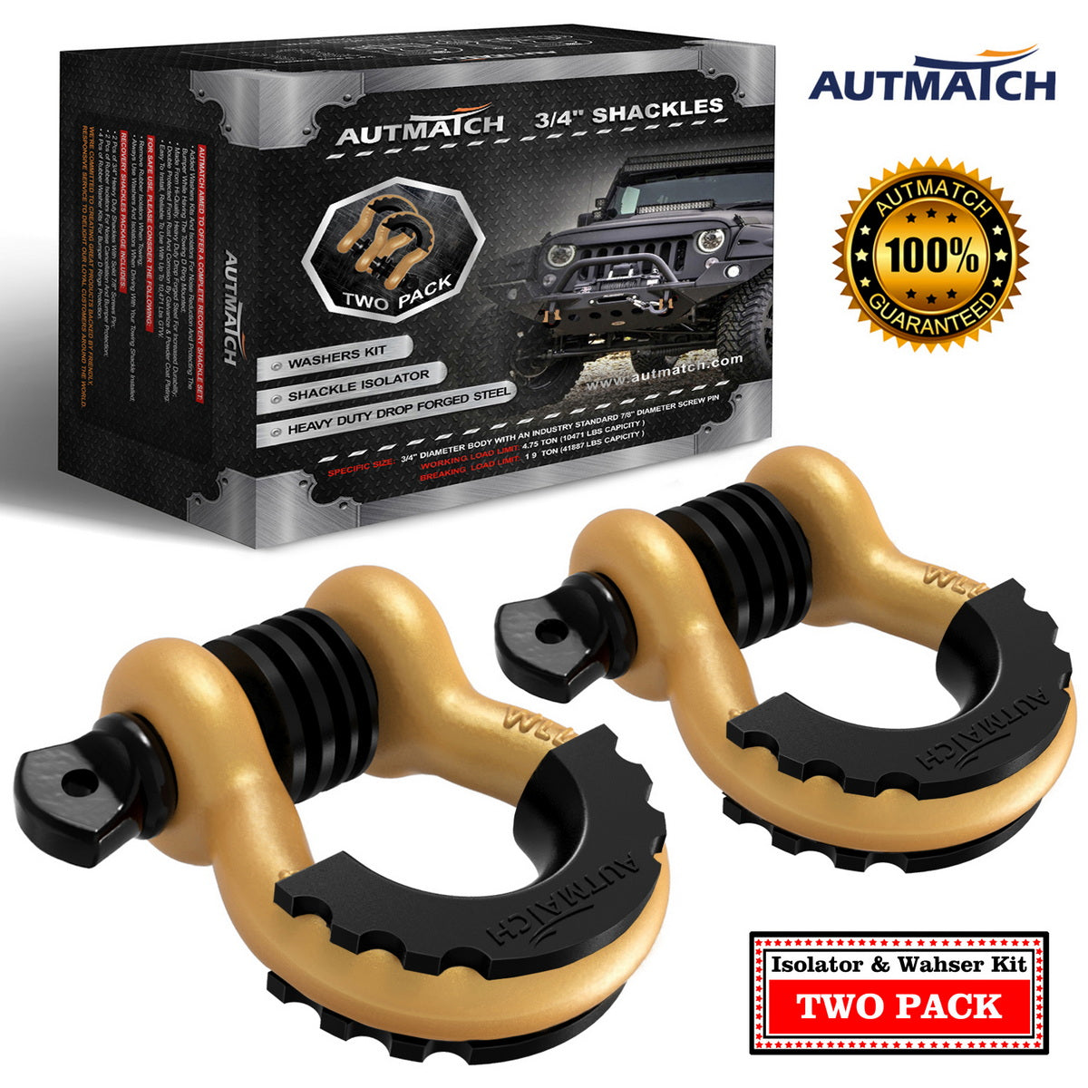 AUTMATCH Dリング シャックル 3/4\" (2個セット) レッド Amazon | AUTMATCH Dリング シャックル 3/4