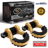 AUTMATCH 3/4" D Ring Shackle (2 Pack) 41,887Ib Break Strength with 7/8" Screw Pin and Isolator & Washer Kit Gold & Black