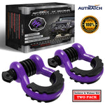 AUTMATCH 3/4" D Ring Shackle (2 Pack) 41,887Ib Break Strength with 7/8" Screw Pin and Isolator & Washer Kit Purple & Black