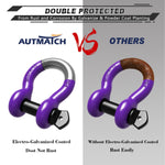 AUTMATCH 3/4" D Ring Shackle (2 Pack) 41,887Ib Break Strength with 7/8" Screw Pin and Isolator & Washer Kit Purple & Black